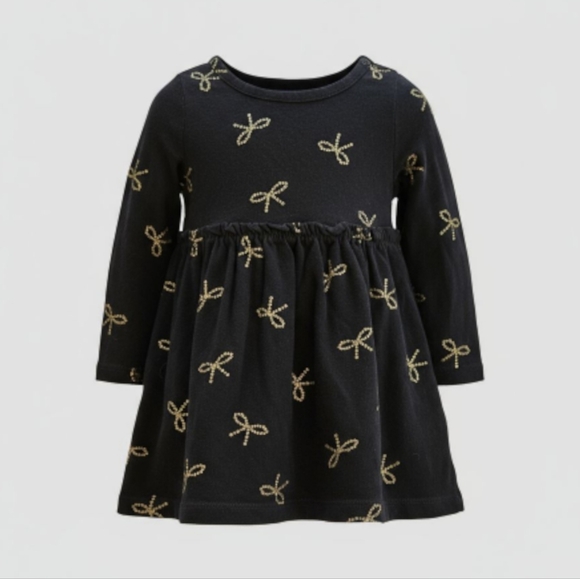 Old Navy Other - Old Navy Black Dress with Gold Bow Accents Sz 3-6